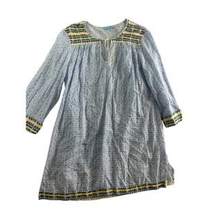 J. McLaughlin Embroidered Paget Tunic Top – Blue & Yellow – Size M